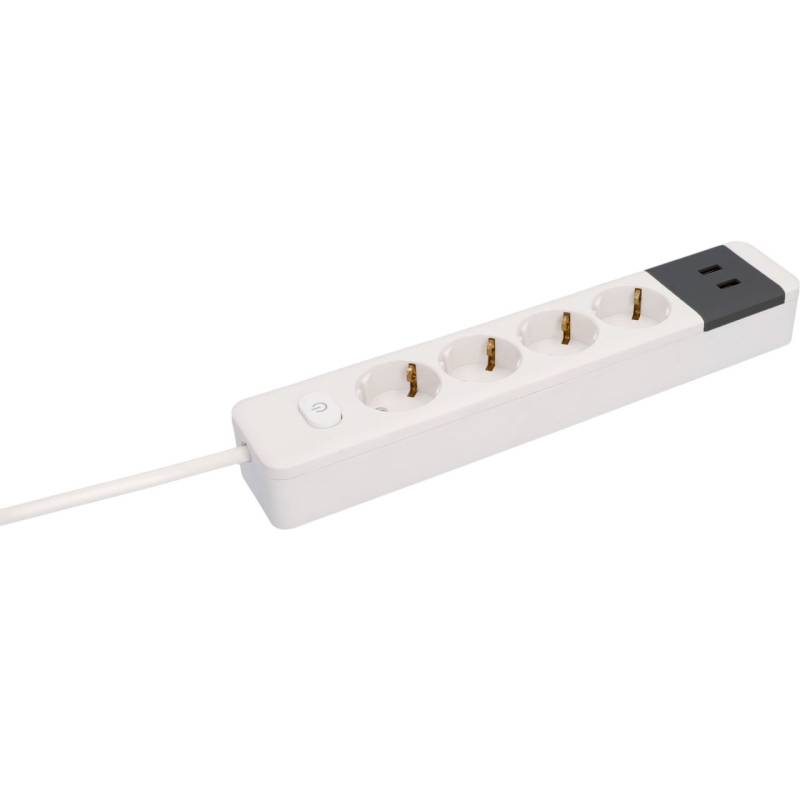 Unitec Tischsteckdose 4-fach, 2x USB 1,4 m mit Schalter, weiß/anthrazit von Unitec Elektro