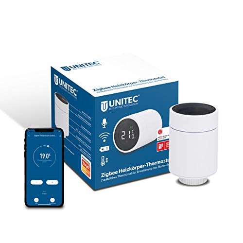 UNITEC Smart Heizkörper-Thermostat Erweiterung mit LCD Display, kompatibel mit Amazon Alexa und Hey Google, ‎30946 von Unitec
