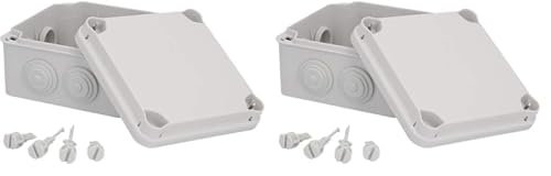 UNITEC Aufputz-Abzweigkasten, Abzweigdose, Installationsgehäuse, 121 x 121 x 68 mm, Spritzwasser- und Staubschutz nach IP 65, schraubbarer Deckel (Packung mit 2) von Unitec