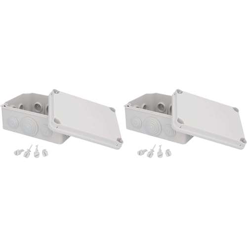 UNITEC Aufputz-Abzweigkasten, Abzweigdose, Installationsgehäuse, 130x176x76 mm, Spritzwasser- und Staubschutz nach IP 65, schraubbarer Deckel (Packung mit 2) von Unitec
