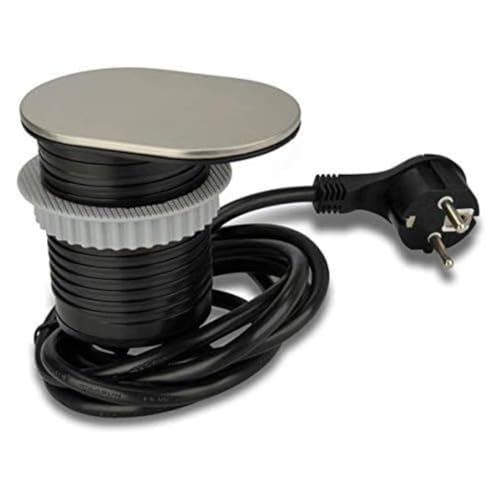 UNITEC Einbausteckdose für Tischplatte, Tischsteckdose, 1xSchuko + 1xUSB, Schutz durch Deckel zum Schieben aus Edelstahl, Kabel 1,5 m, Erforderlicher Bohrungsdurchmesser: 60 mm UNITEC Einbausteckdose für Tischplatte, Tischsteckdose, 1xSchuko + 1xUSB, Schutz durch Deckel zum Schieben aus Edelstahl, Kabel 1,5 m, Erforderlicher Bohrungsdurchmesser: 60 mm von Unitec