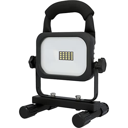 UNITEC LED Strahler mit Akku 10 Watt, 800 Lumen, Inkl. Netzteil, wiederaufladbar, Baustrahler, 6500 Kelvin, Schwarz, IP54, Sicherheitsglas, Lithium-Ionen-Akku, Energieeffizienzklasse A+ von Unitec