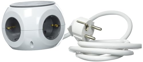 UNITEC Mehrfachsteckdose | 3 Schuko-Steckdosen | 3 USB Anschlüsse | Steckdosenleiste im Würfel-Design | Ideal für Schreibtisch | Anti-Rutsch-Beschichtung | Weiß von Unitec