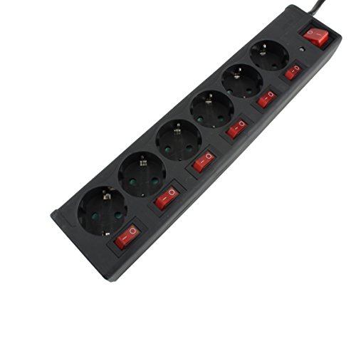 UNITEC TSD 6-fach mit 7 Schaltern 1,4m, schwarz von Unitec