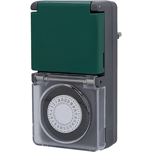 UNITEC Tageszeitschaltuhr analog, für den Außenbereich, 30 Minuten-Abstände, Mini, grau von Unitec