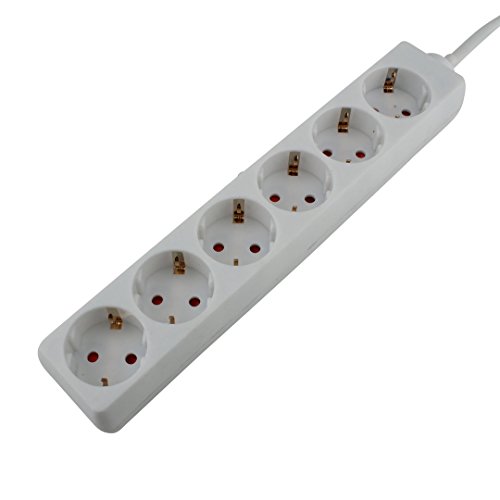 UNITEC Tischsteckdose, 6-Fach, 3 m, H05VV-F 3G1.5 mm², weiß von Unitec