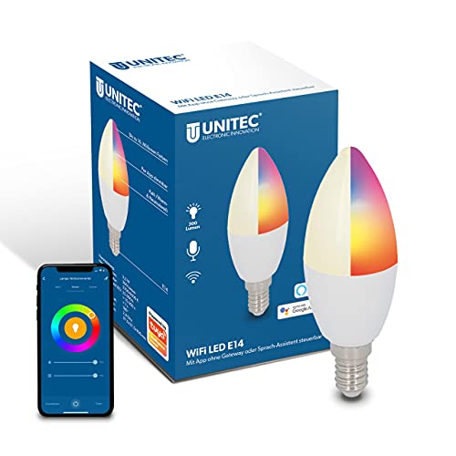 UNITEC WIFI LED Glühbirne E14 CCT RGB, dimmbare WLAN Lampe, Farbwechsel, Kalt-/Warm-/Neutralweiß, mit Timer und Zeitschaltuhr UNITEC WIFI LED Glühbirne E14 CCT RGB, dimmbare WLAN Lampe, Farbwechsel, Kalt-/Warm-/Neutralweiß, mit Timer und Zeitschaltuhr von Unitec