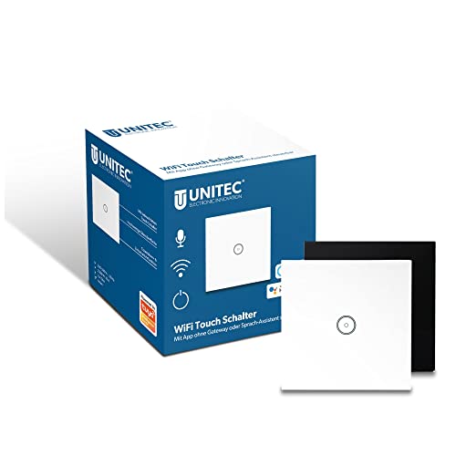 UNITEC WiFi Touch Schalter, Steuerung über Smartphone, Tablet oder Sprachassistent, Touch-Funktion, Memory-Funktion, integrierte Beleuchtung, schwarz von Unitec