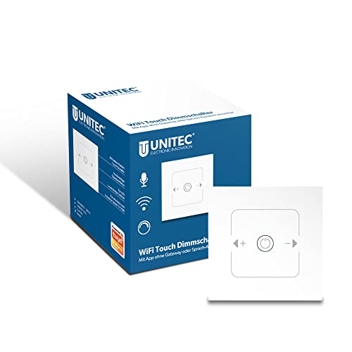 UNITEC WiFi Touch Dimmer, Steuerung über Smartphone, Tablet oder Knopfdruck, Touch-Funktion, mit Zeitprogrammen, integrierte Beleuchtung, weiß von Unitec