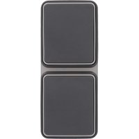 Unitec Steckdose Aufputz 2-fach Feuchtraum Mini, dunkelgrau, senkrecht von Unitec