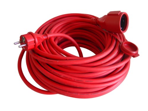 UNITEC Gummi-Verlängerung H05RR-F3G1,5mm² 25m, IP44, rot von Unitec