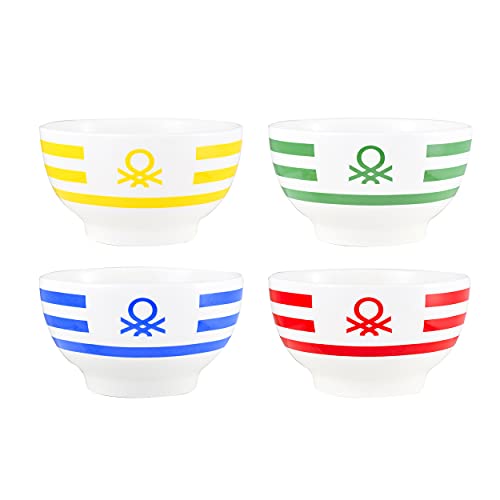 UNITED COLORS OF BENETTON BE161, 2-TEILIGES SET NEUE PORZELLANSCHALE AUS BONE CHINA MIT REGENBOGEN-LOGO, SORTIERTES MODELL von United Colors of Benetton