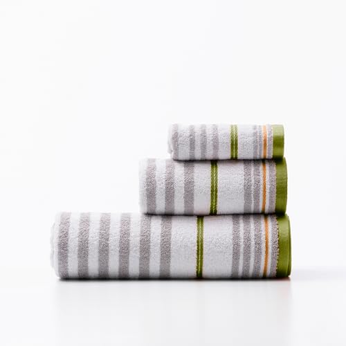 UNITED COLORS OF BENETTON. Rainbow | Handtücher Set | Handtuch Set 3-teilig in Weiß und Gestreift | 100% Baumwolle | Wohnaccessoires | Enthält Duschhandtuch, Gästehandtuch und Handtuch von United Colors of Benetton