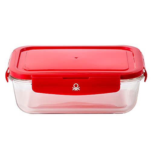 UNITED COLOURS OF BENETTON. HERMETIC Rechteckig 840 ml BOROSILICATE Deckel Rot Regenbogen, 840 ml von United Colors of Benetton