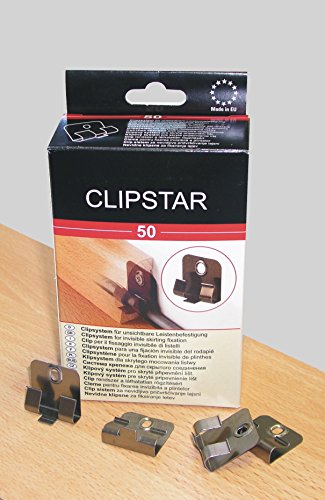 Clipstar BefestigungsCLIP für Exclusiv Sockelleisten aus MDF - Format: 40 x 16 x 2700 mm - Sie kaufen 1 Paket mit 50 Metallclip incl. Schrauben und Dübel (Clipstar Clip (50 Stück)) von United Foam Industries GmbH