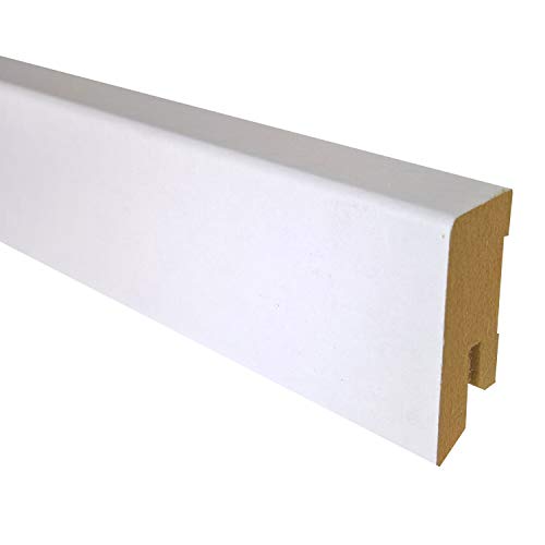 25 m TRECOR® Sockelleiste Weiß 40 mm Hoch | CUBE Form 16 x 40 mm ✓Kabelkanal ✓weisse Oberfläche | MDF Trägermaterial | Länge 2.5m | Bodenleiste für Laminat | Abschlussleiste CUBE Profil rechteckige Form für Parkett | CUBE Fußleiste für Teppichboden von United Foam Industries GmbH