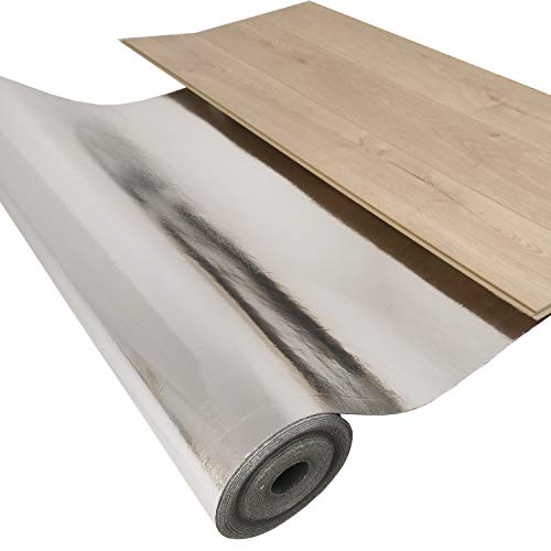 uficell® Akustik Trittschalldämmung [20 m²] - Stärke: 3 mm - Silence Floor Akustik ALU - Perfekte Gehschalldämmung für Laminat und Parkett mit Alu-Dampfbremse - Raumdichte: 1000 kg/m³ von United Foam Industries GmbH