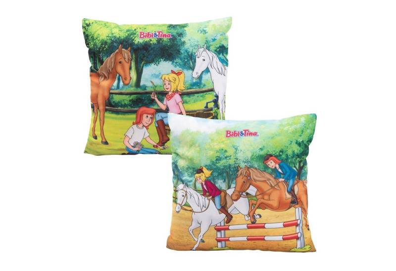 United Labels® Dekokissen Bibi & Tina - Pferde Plüsch Deko 30 x 30 cm von United Labels®