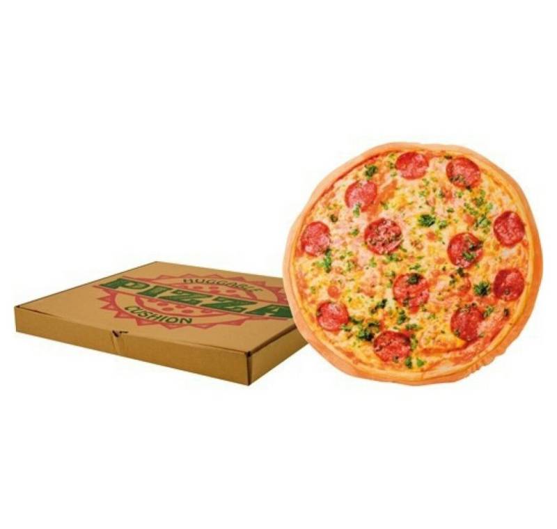 United Labels® Dekokissen Deko Kissen "Pizza" im Pizzakarton Ø ca. 40 cm von United Labels®