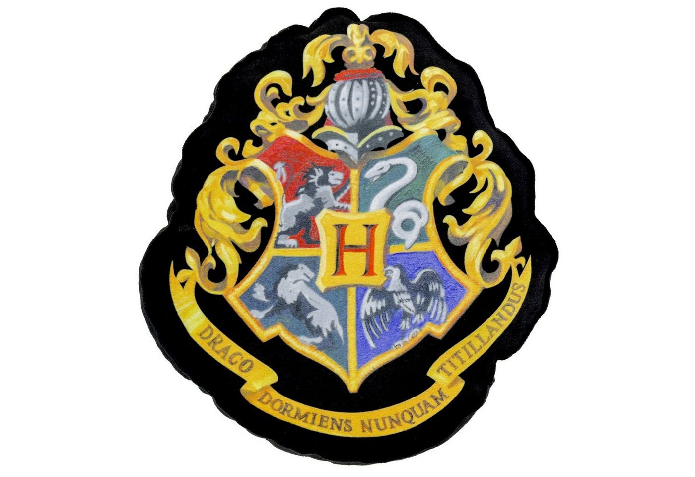 United Labels® Dekokissen Harry Potter Kissen - Hogwarts Wappen Dekokissen Sitzkissen Zierkissen Schwarz 37 x 32 x 5 cm von United Labels®