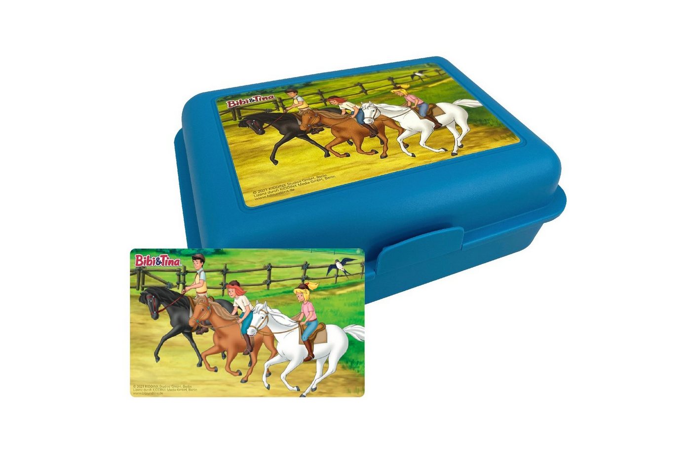 United Labels® Lunchbox Bibi & Tina Brotdose - Pferde Butterbrotdose mit Trennwand Blau, Kunststoff (PP) von United Labels®