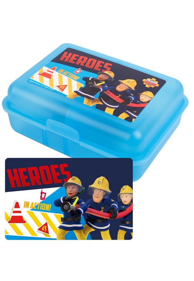 United Labels® Lunchbox Feuerwehrmann Sam Brotdose - Heroes - mit Trennwand Blau, Kunststoff (PP) von United Labels®