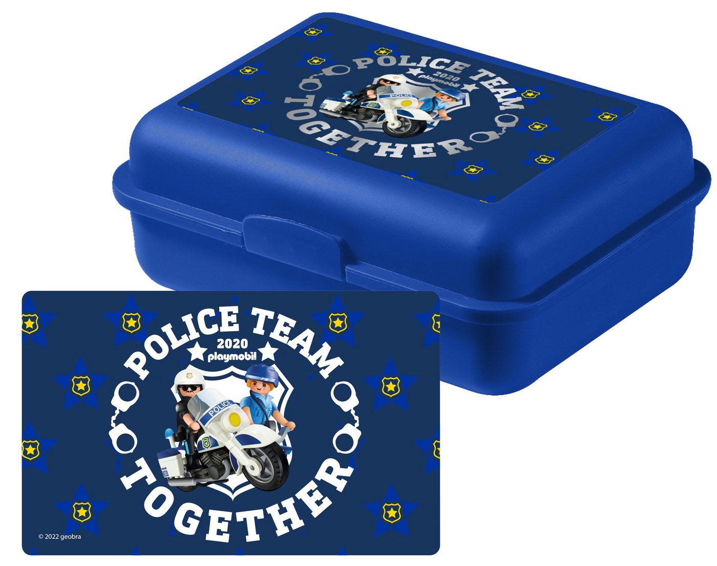 United Labels® Lunchbox Playmobil Brotdose - City Action Polizei Lunchbox mit Trennwand Blau, Kunststoff (PP) von United Labels®