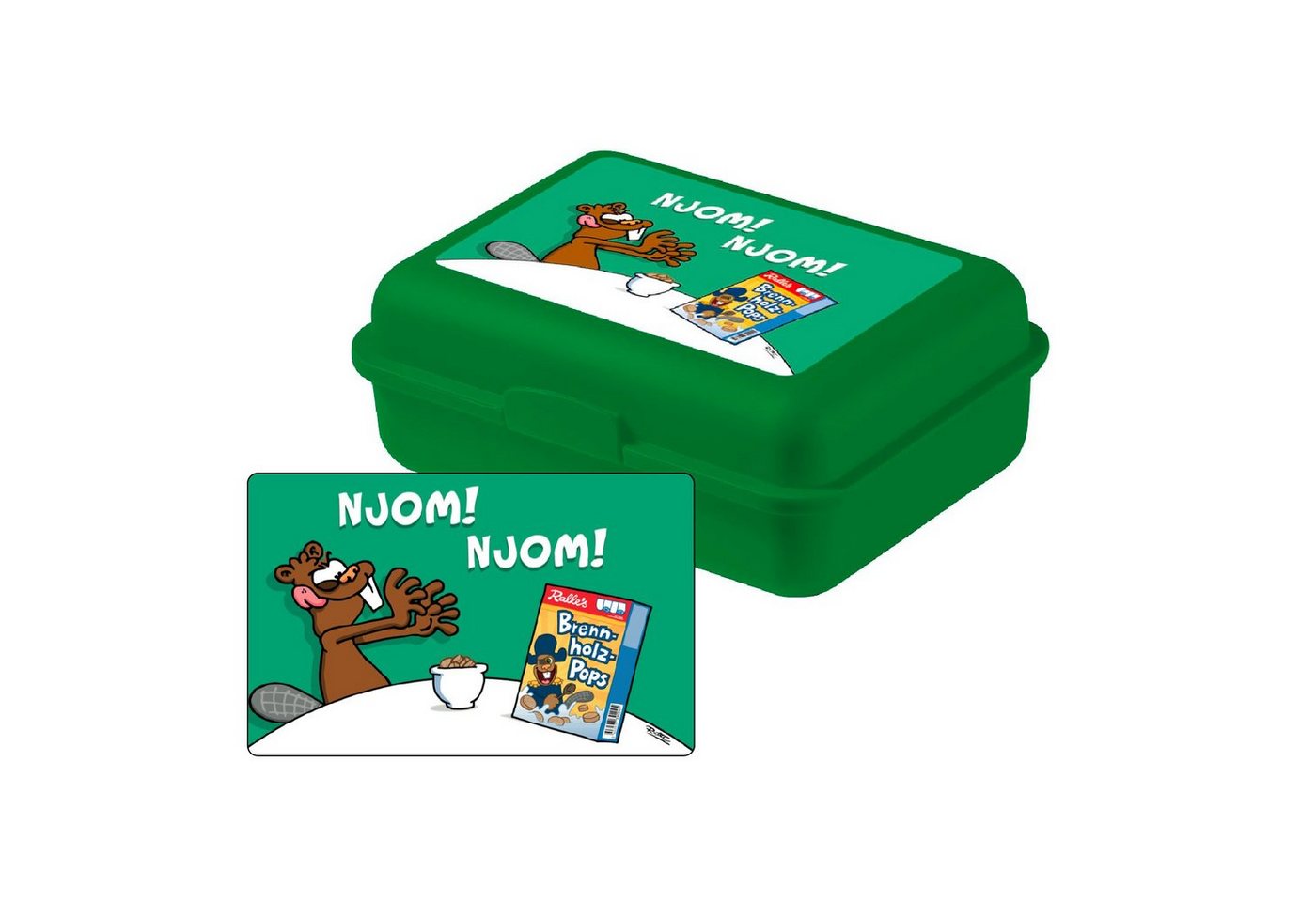 United Labels® Lunchbox Ralph Ruthe Brotdose mit Trennwand - Biber Njom! Njom! Grün, Kunststoff (PP) von United Labels®