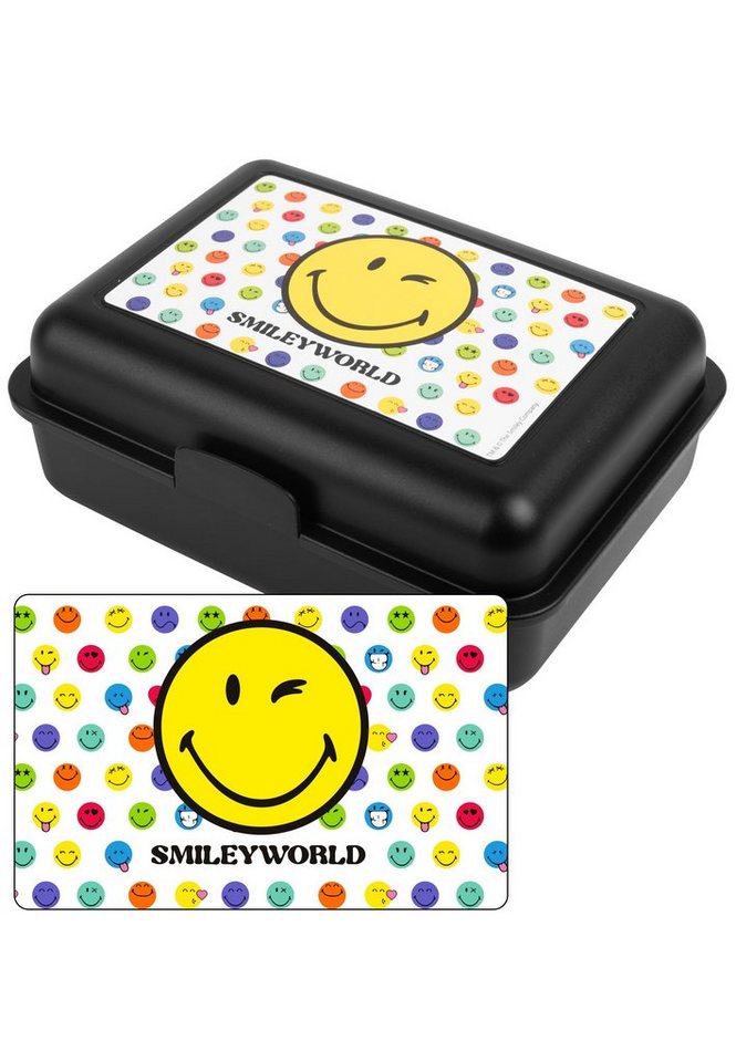 United Labels® Lunchbox Smiley Brotdose - Smileyworld - mit Trennwand Schwarz, Kunststoff (PP) von United Labels®