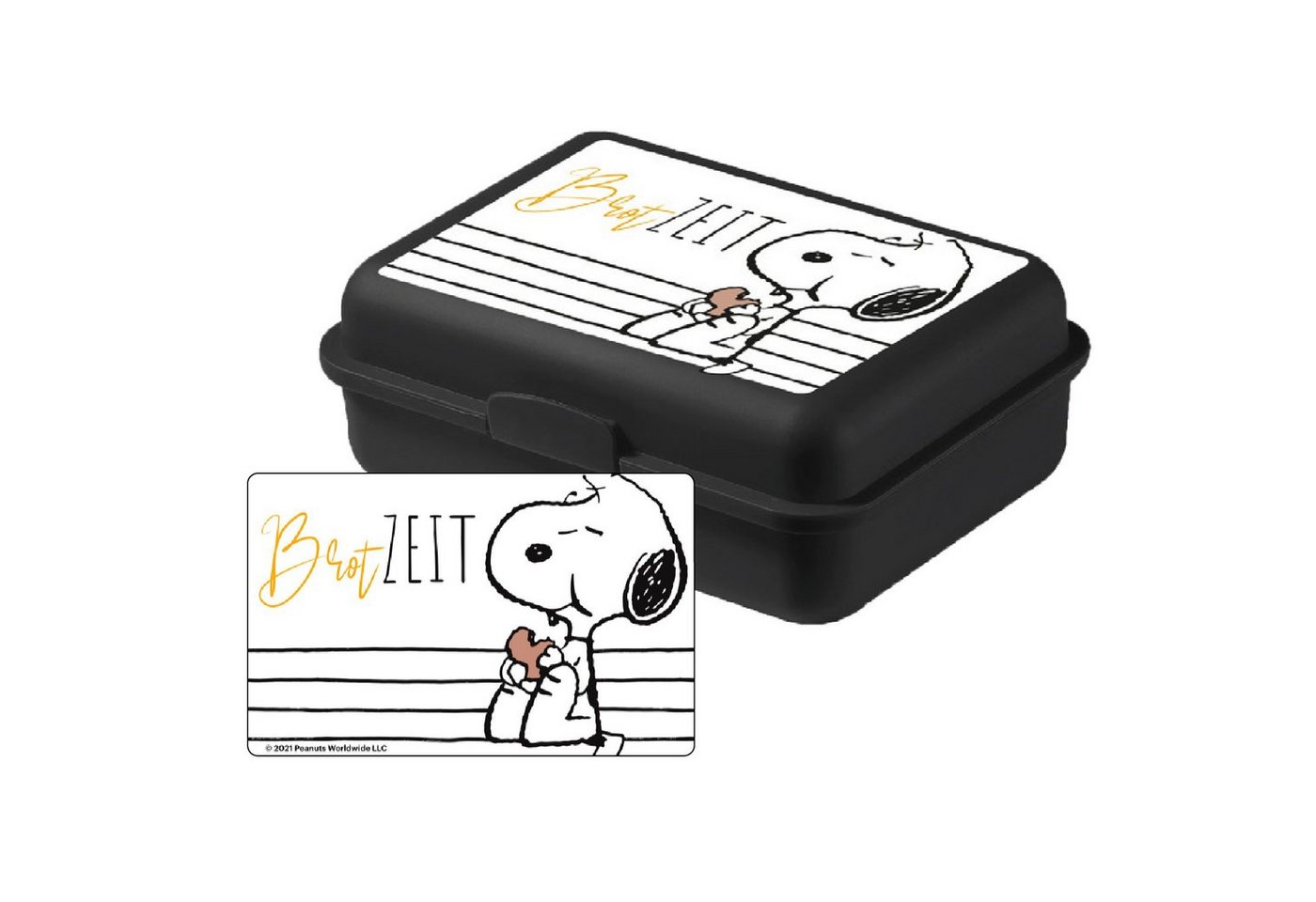 United Labels® Lunchbox The Peanuts Brotdose mit Trennwand Snoopy - Brotzeit Schwarz, Kunststoff (PP) von United Labels®