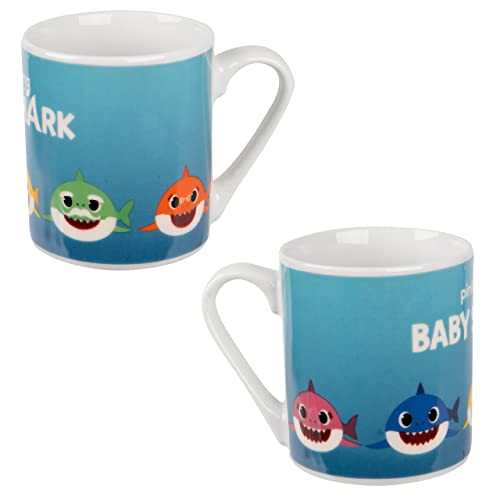 Baby Shark Tasse für Kinder - 5 Sharks Kinderbecher Kindertasse aus Porzellan Blau 230 ml von United Labels