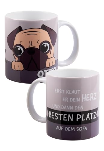 Bastian Bielendorfer Tasse - Mops Otto! Erst klaut er dein Herz und dann den besten Platz auf dem Sofa Kaffeetasse Becher Kaffeebecher aus Keramik 320 ml von United Labels