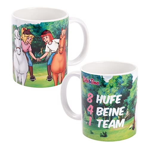 Bibi & Tina Tasse - 8 Hufe, 4 Beine, 1 Team Kaffeetasse Becher Kaffeebecher aus Keramik 320 ml von United Labels