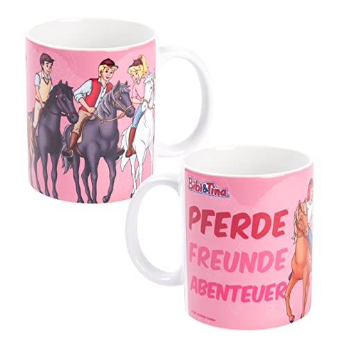 Bibi & Tina Tasse - Pferde, Freunde, Abenteuer Kaffeetasse Becher Kaffeebecher Rosa aus Keramik 320 ml von United Labels