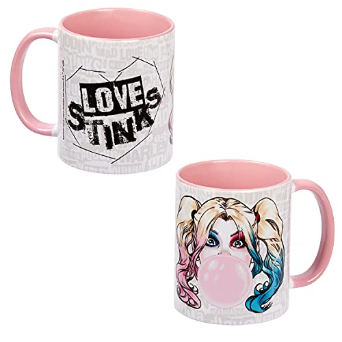 DC Comics Tasse Batman - Harley Quinn - Love Stinks Kaffeetasse Becher Kaffeebecher aus Keramik Rosa 320 ml von United Labels