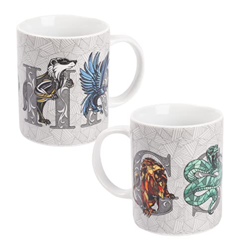 Harry Potter Tasse - 4 Häuser Kaffeetasse Becher Kaffeebecher aus Porzellan Weiß 320 ml von United Labels