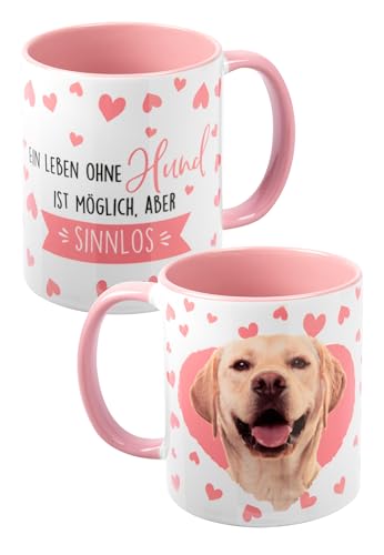 Hunde Tasse - Labrador - Ein leben ohne Hund ist möglich, aber sinnlos Kaffeetasse Becher Kaffeebecher aus Keramik Weiß Rosa 320 ml von United Labels