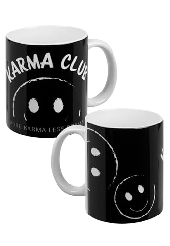 Karma Tasse - Karma Club Kaffeetasse Becher Kaffeebecher aus Keramik Schwarz 320ml von United Labels