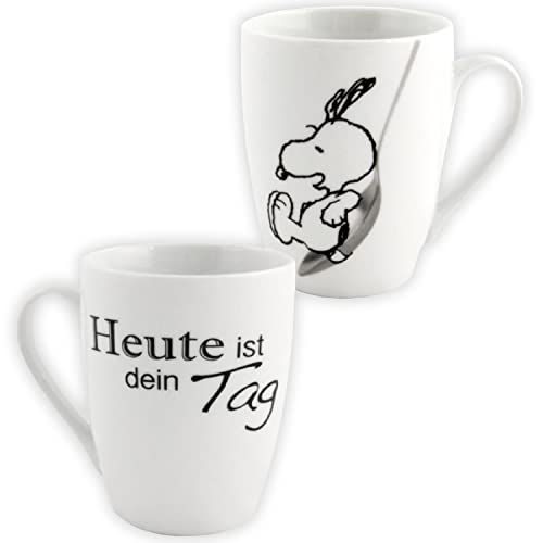 The Peanuts Tasse Snoopy - Heute ist dein Tag Kaffeetasse Becher Kaffeebecher Weiß aus Porzellan 280 ml von United Labels