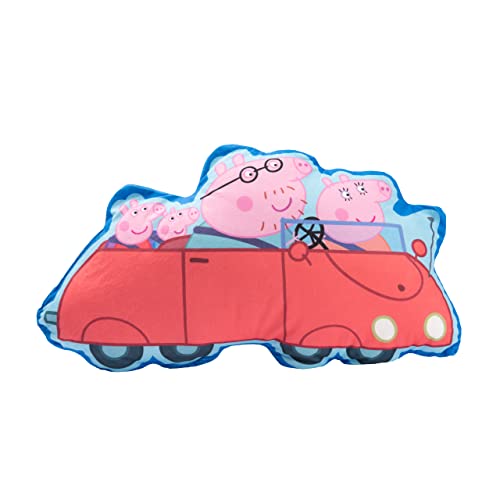 United Labels Peppa Wutz Kissen - Familie Wutz im Auto Plüsch Dekokissen Zierkissen Kopfkissen 48 x 28 cm von United Labels