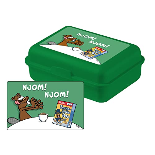 United Labels Ralph Ruthe - Biber Njom! Njom! Brotdose Lunchbox Butterbrotdose mit Trennwand Grün von United Labels