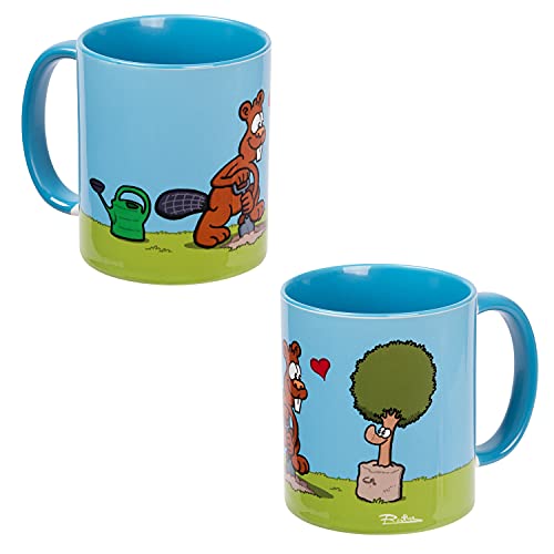 Ralph Ruthe Tasse - Biber & Baum Buddeltasse Kaffeetasse aus Keramik Blau 320 ml von United Labels