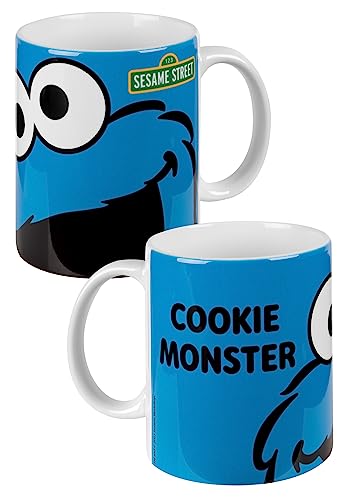 Sesamstraße Tasse - Krümelmonster Kaffeetasse aus Keramik Cookie Monster Weiß/Blau 320 ml von United Labels