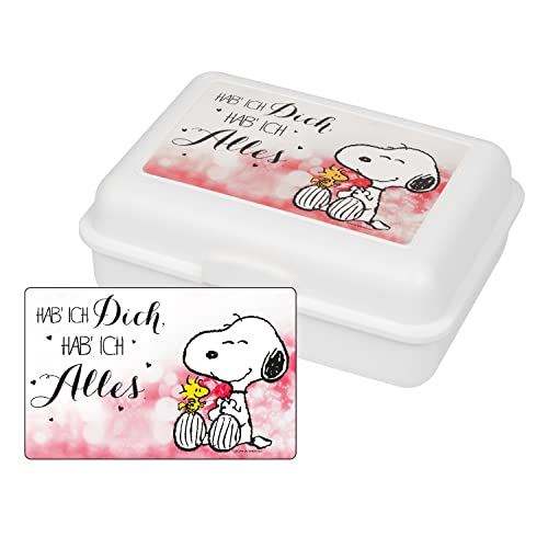 United Labels The Peanuts Brotdose Snoopy Collection - Hab ich Dich hab ich Alles Lunchbox Butterbrotdose mit Trennwand trennbare Fächer Weiß von United Labels