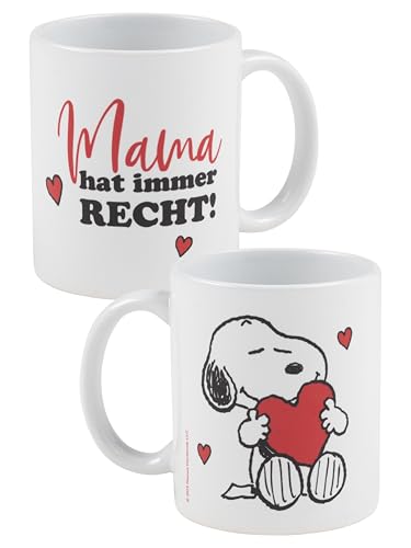 The Peanuts Snoopy Tasse - Mama hat immer Recht! Kaffeetasse Becher Kaffeebecher aus Keramik Muttertag Weiß 320 ml von United Labels
