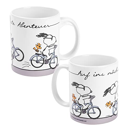 The Peanuts Tasse Snoopy - Auf ins nächste Abenteuer! Kaffeetasse Becher Kaffeebecher aus Keramik Weiß 320 ml von United Labels