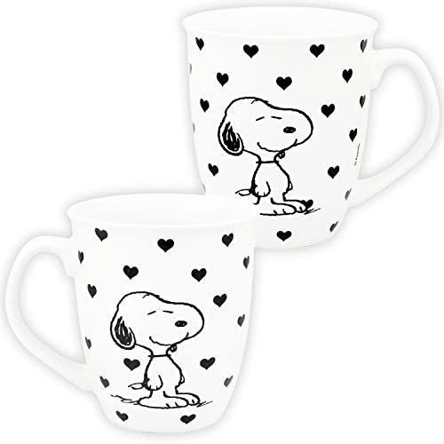 The Peanuts Tasse Snoopy - Herzen Tasse Kaffeetasse Kaffeebecher Weiß aus Keramik 280 ml von United Labels