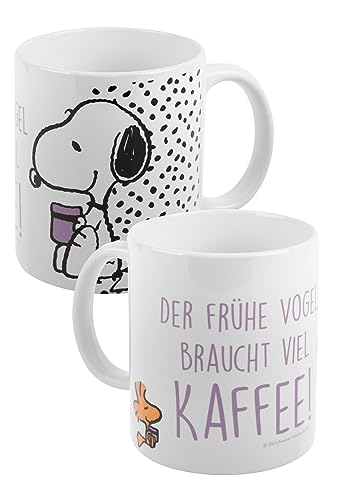 The Peanuts Tasse Snoopy - Kaffee - Kaffeetasse Becher Kaffeebecher aus Keramik Weiß 320 ml von United Labels