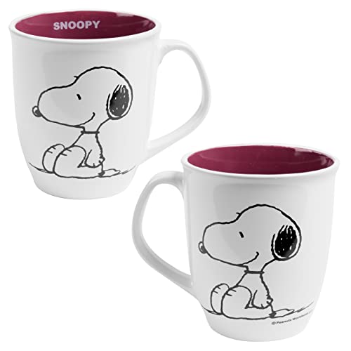 The Peanuts Tasse - Snoopy Kaffeetasse Becher Kaffeebecher aus Keramik Weiß/Rot 280 ml von United Labels