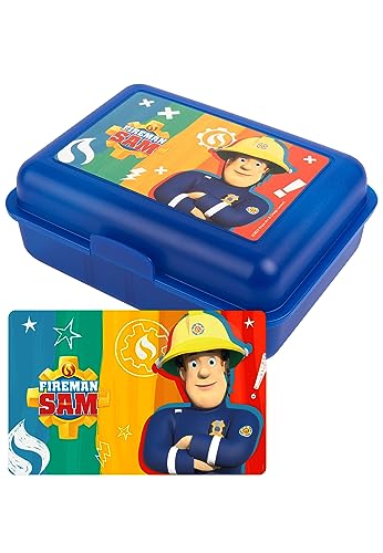 United Labels Feuerwehrmann Sam Brotdose - Lunchbox Butterbrotdose mit Trennwand Blau von United Labels